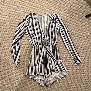 navy and white romper